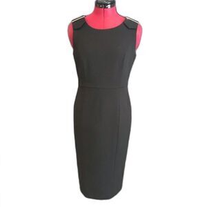 Calvin Klein Dress Women Size 4 Black Cocktail Exposed Gold Back Zipper Buckle
